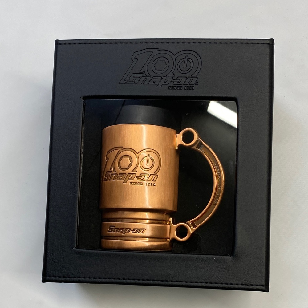 Snap on Copper-Tone 100th Anniversary Travel Mug with Black Lid